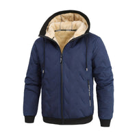Mens Hooded Winter Jacket - Plush Lined Full Zip - Zippered Hand Pockets