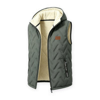 Mens Vest with Hood - Plush Lined Full Zip - Zippered Hand Pockets