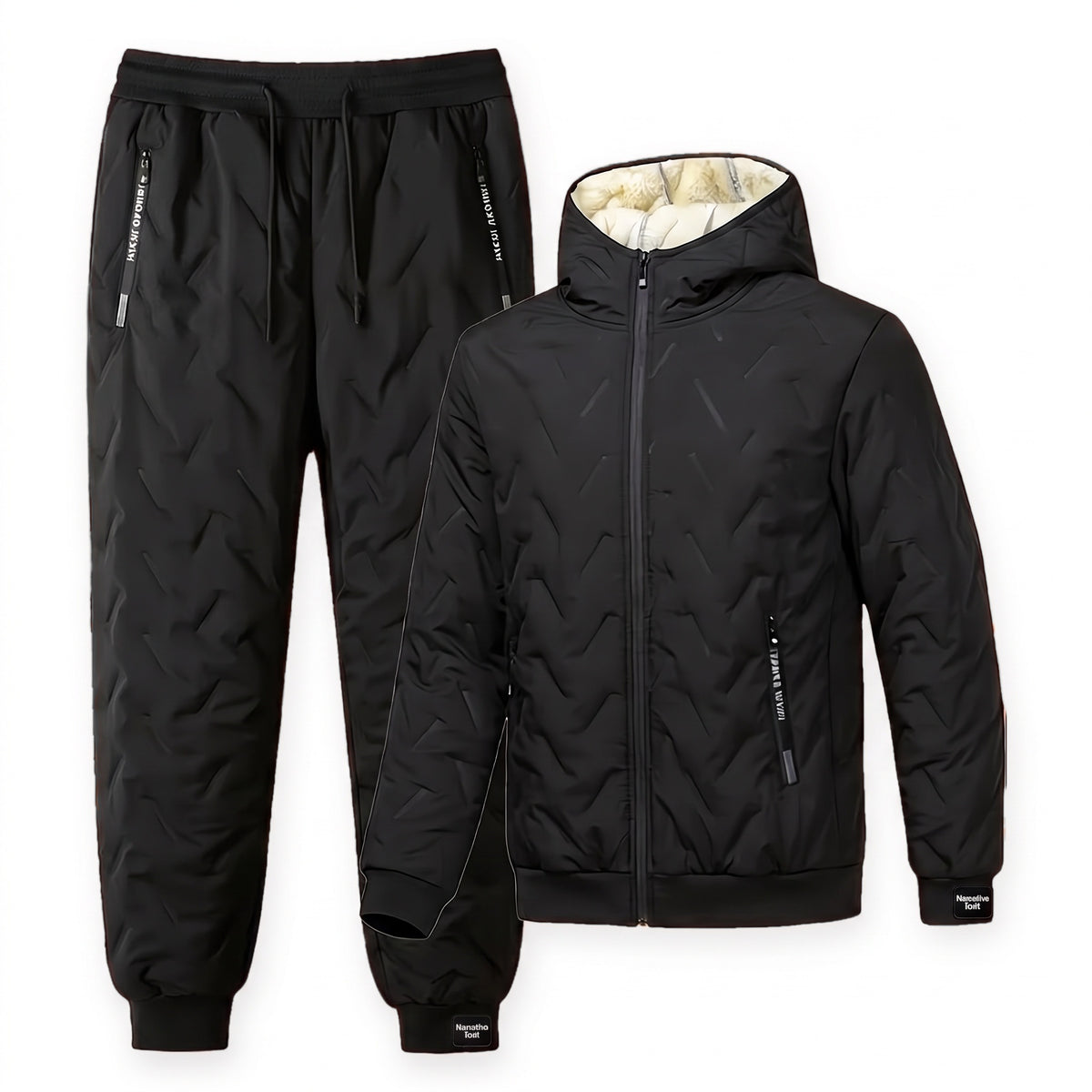 Mens Jogging Suit - Plush Lined Hooded Jacket & Joggers - 2 Piece Set