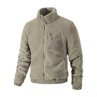 Mens Fleece Jacket - Sherpa Fleece Full Zip - Stand Collar & Chest Pocket
