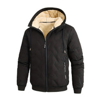 Mens Hooded Winter Jacket - Plush Lined Full Zip - Zippered Hand Pockets