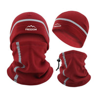 Neck Gaiter and Fleece Beanie Set - Reflective Stripes - Drawcord