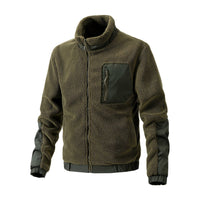 Mens Fleece Jacket - Sherpa Fleece Full Zip - Stand Collar & Chest Pocket