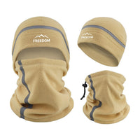 Neck Gaiter and Fleece Beanie Set - Reflective Stripes - Drawcord