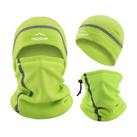 Neck Gaiter and Fleece Beanie Set - Reflective Stripes - Drawcord