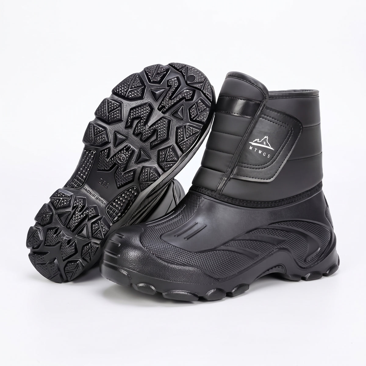 Mens Snow Boots - Plush Lined Winter Boots - Hook & Loop Closure