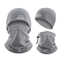 Neck Gaiter and Fleece Beanie Set - Reflective Stripes - Drawcord