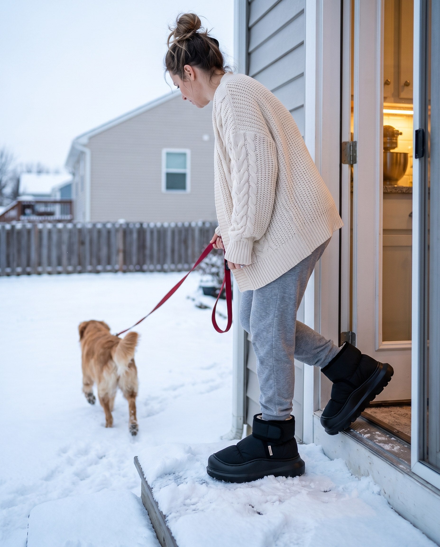 Out the door for the dog walk, strap closed, no swapping shoes.